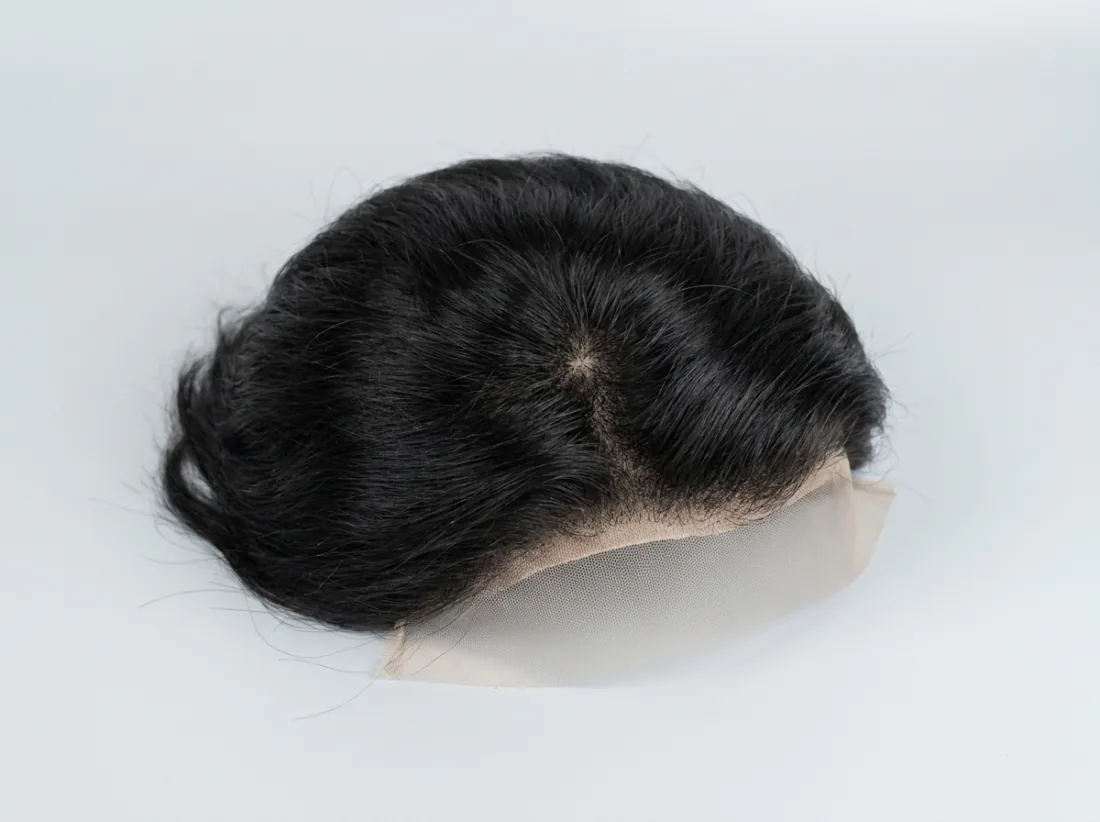 HD lace front men's toupee with skin base